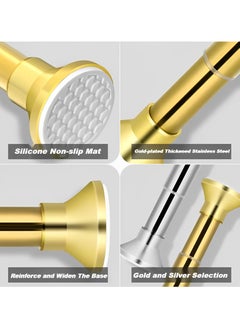 BenQuand Stainless Steel Gold Plated Shower Curtain Rod/No Drilling Tension Curtain Rod/Adjustable Tension Spring/Telescopic Curtain Pole/Easy Install Wardrobe Pole (Gold, 90-160 cm)  - Image 4