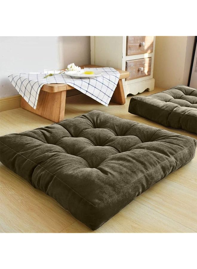 Zaboon NEW YORK Simple And Comfortable Square Velvet Tufted Floor Cushion (55x55x10cm) - Image 1