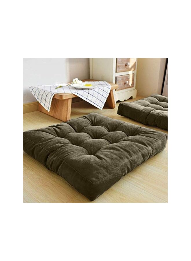 Zaboon NEW YORK Simple And Comfortable Square Velvet Tufted Floor Cushion (55x55x10cm) - Image 3