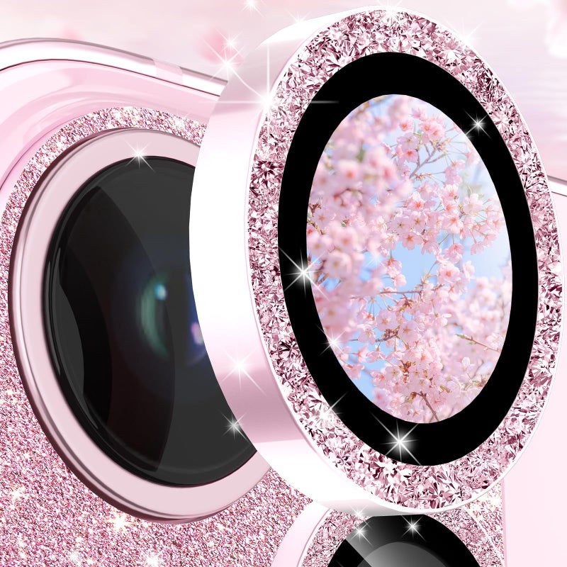 CloudValley for iPhone 15/ iPhone 15 Plus Camera Lens Protector, HD Tempered Metal Matte Glass Anti-Scratch, Case Friendly Full Screen Cover Film Accessories, GlitterPink - Image 2