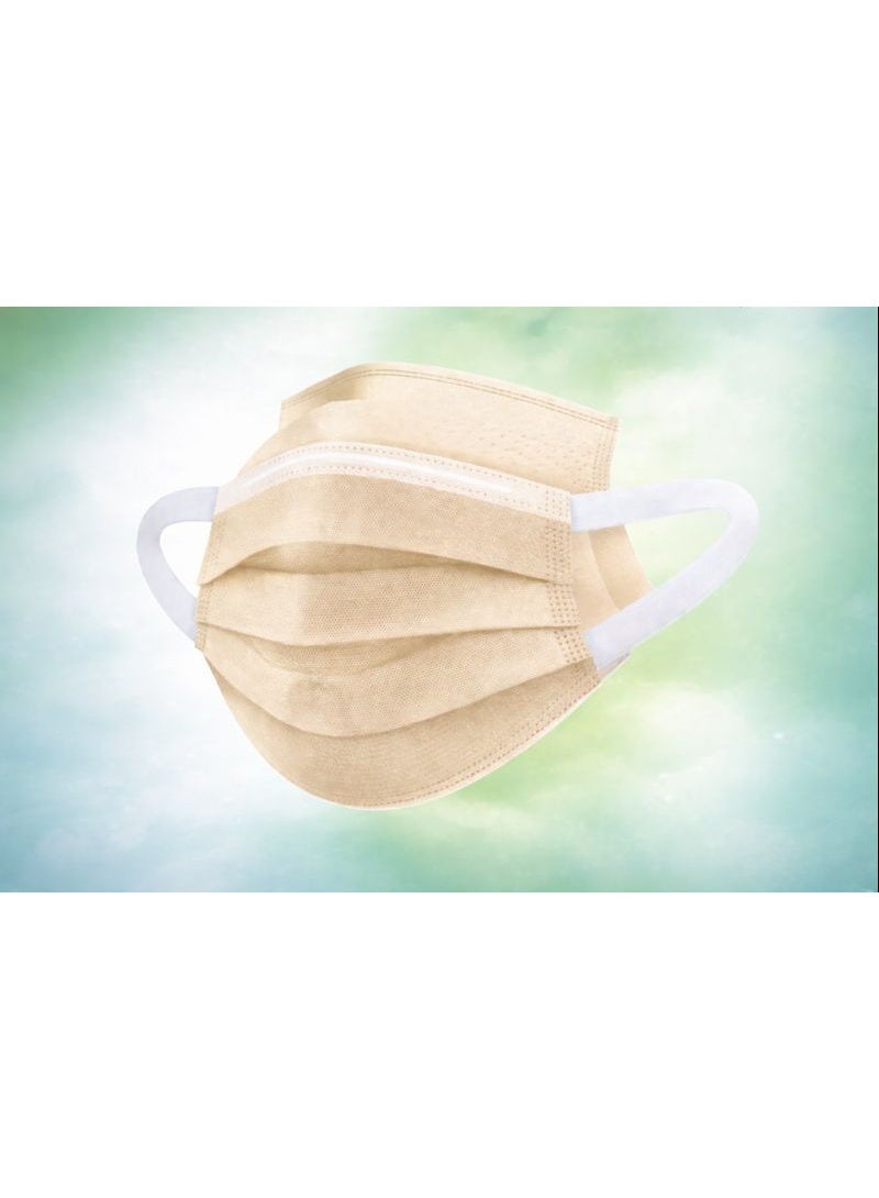 evony 3-Ply Surgical Face Mask Beige Color – Box of 50 Pieces with Soft Elastic Ear Loops - Image 2