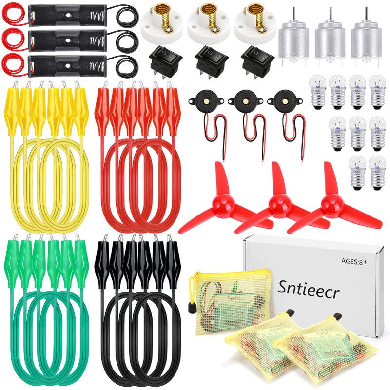 Sntieecr 3 Pack 42 PCS Electric Circuit Motor Kit with Organize Bags Educational Montessori Learning Electric Circuit Kit Sets for Kids DIY STEM Science Project - Image 3