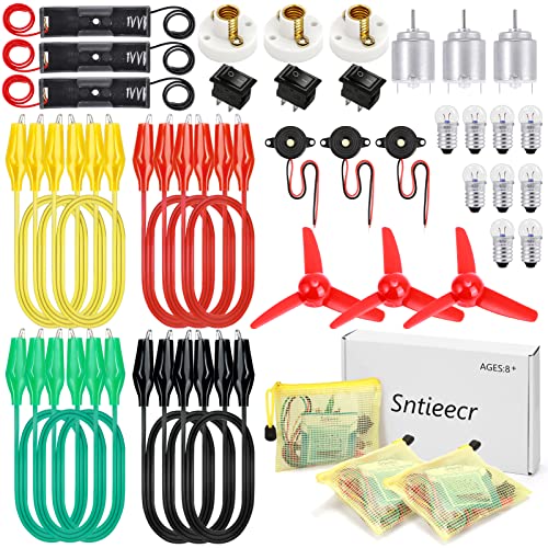 Sntieecr 3 Pack 42 PCS Electric Circuit Motor Kit with Organize Bags Educational Montessori Learning Electric Circuit Kit Sets for Kids DIY STEM Science Project - Image 1