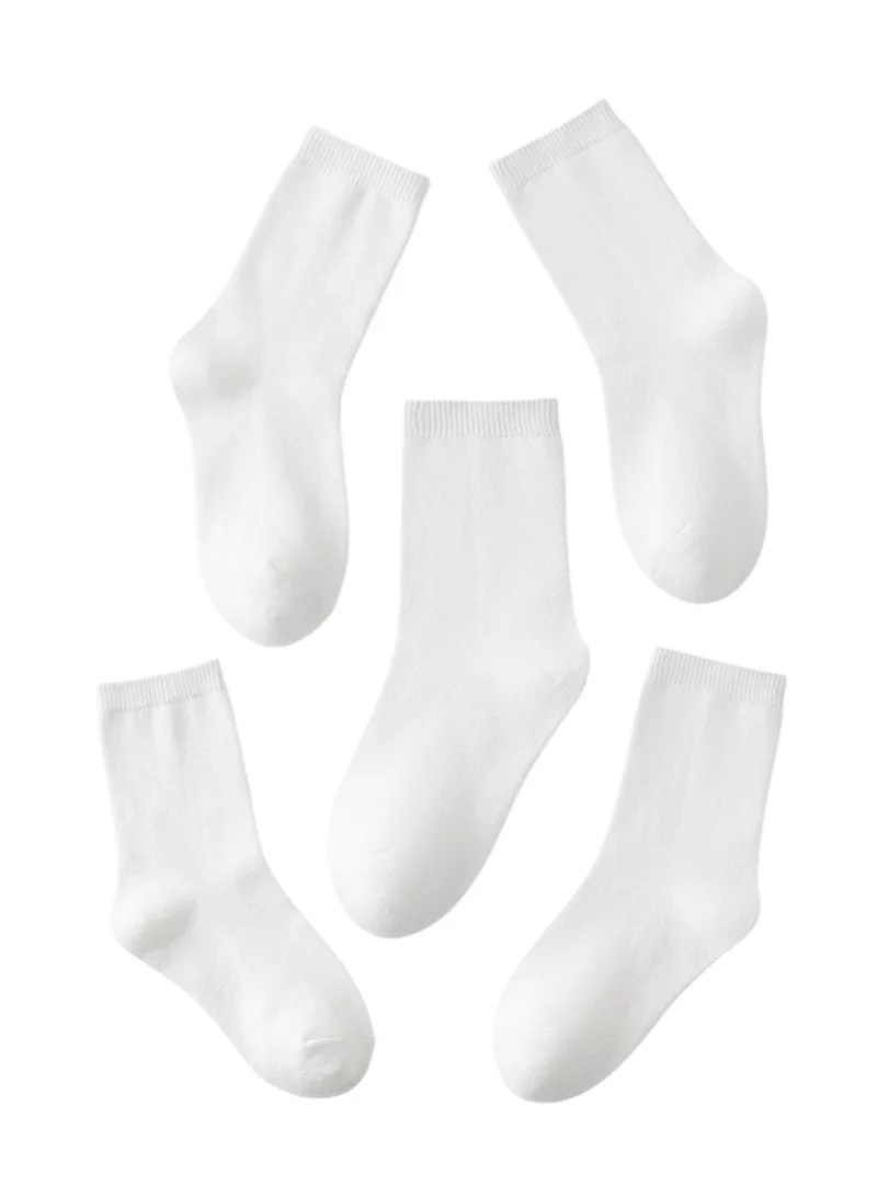 بيداني Essential White Cotton School Socks (5-Pack)Long