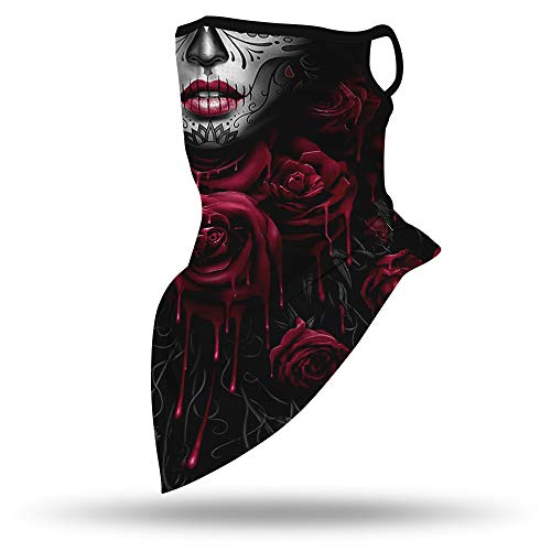 YAYOUREL Halloween Scary Skull Mask Halloween Masks for Adults Skeleton Bandana Neck Gaiter Face Mask Covering Ear Loop Hole Triangle Bandanas for Men Women UV Face Scarf Mask Cover Fishing - Image 4