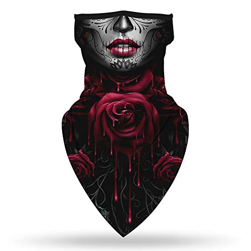 YAYOUREL Halloween Scary Skull Mask Halloween Masks for Adults Skeleton Bandana Neck Gaiter Face Mask Covering Ear Loop Hole Triangle Bandanas for Men Women UV Face Scarf Mask Cover Fishing - Image 3