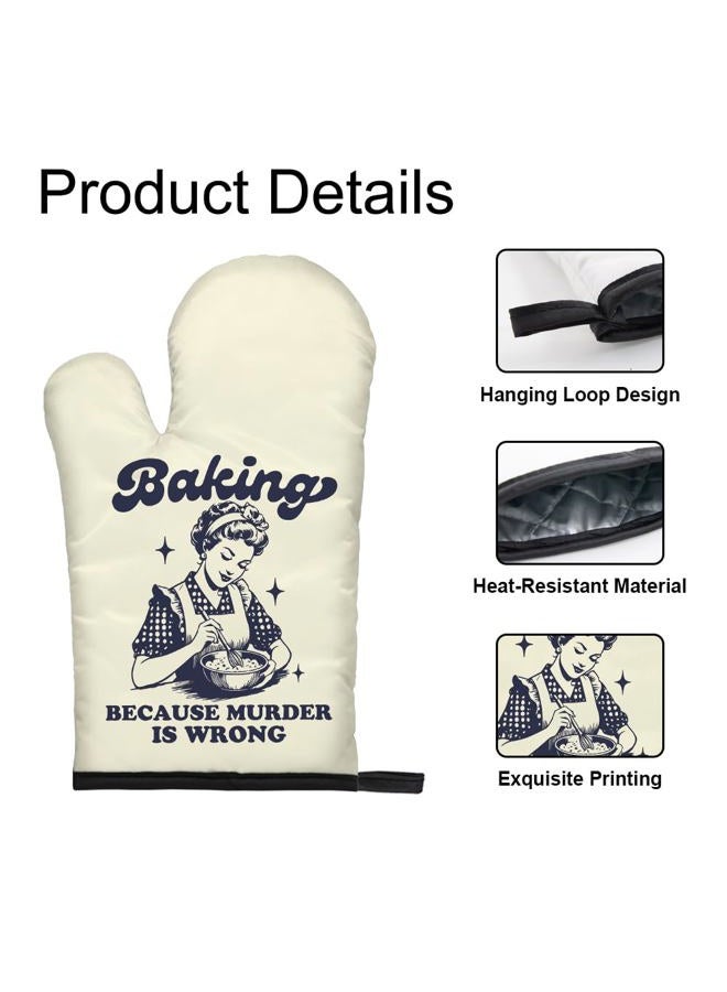 DYJYBMY Baking Because Murder is Wrong Funny Oven Mitts and Pot Holder Set, Humorous Vintage Lady Kitchen Gadgets for Women, Birthday Gifts for Bake Lover Chef, Hostess Gifts for Mom Wife Sister BFF - Image 3