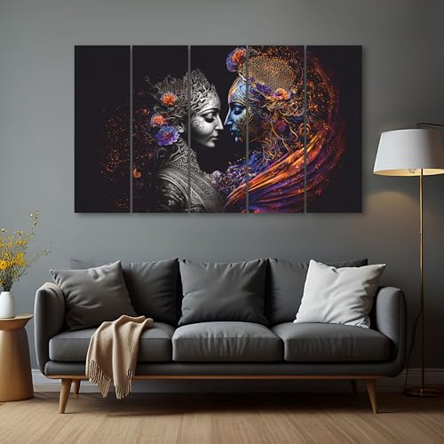 The Castle Decor Radha Krishna Wall Painting for Living Room Big Size - Radha Krishna Painting Wall Decor for Bedroom, Office, Hotels - Peaceful Digital Painting Wooden Framed for Gifting (27x48 inch) - Image 3