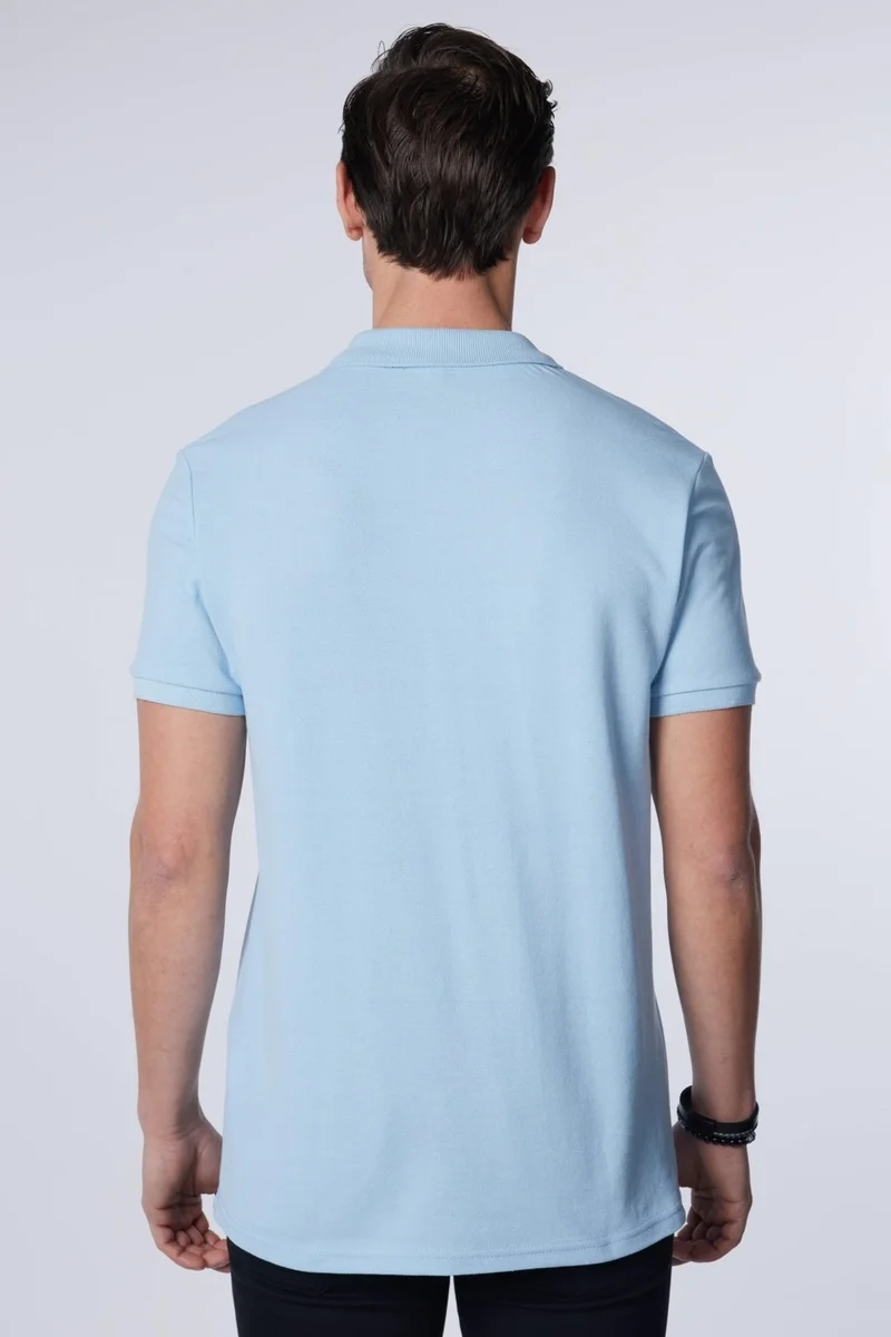 تودورس Men's Slim Fit Narrow Cut Cotton Soft Textured Cool Keeping Fabric Plain Pique Blue Polo Collar T-Shirt