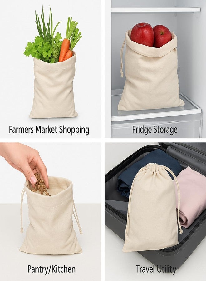 WANDF Reusable Cotton Vegetable Bags – Washable Grocery Produce Storage Drawstring Bags for Fruits, Veggies, Pantry, Travel, Eco-Friendly Cloth Bags (5 Mesh + 5 Large) - Image 5