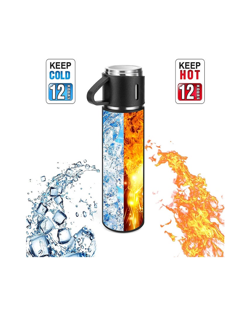 Ntech - NTECH 500Ml Bullet Thermos Bottle Set Double-Layer Stainless Steel Vacuum Flask Travel Water Bottle Business Tea Cup For Coffee Hot drink and Cold drink water Christmas Gift (Black) - Image 1