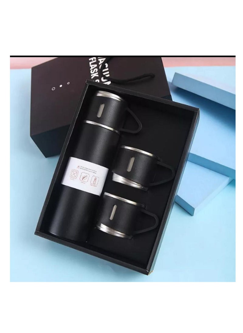 Ntech - NTECH 500Ml Bullet Thermos Bottle Set Double-Layer Stainless Steel Vacuum Flask Travel Water Bottle Business Tea Cup For Coffee Hot drink and Cold drink water Christmas Gift (Black) - Image 1