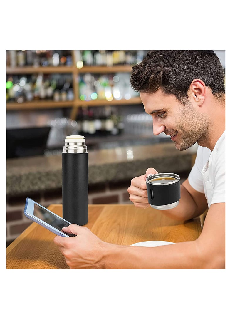 Ntech - NTECH 500Ml Bullet Thermos Bottle Set Double-Layer Stainless Steel Vacuum Flask Travel Water Bottle Business Tea Cup For Coffee Hot drink and Cold drink water Christmas Gift (Black) - Image 1