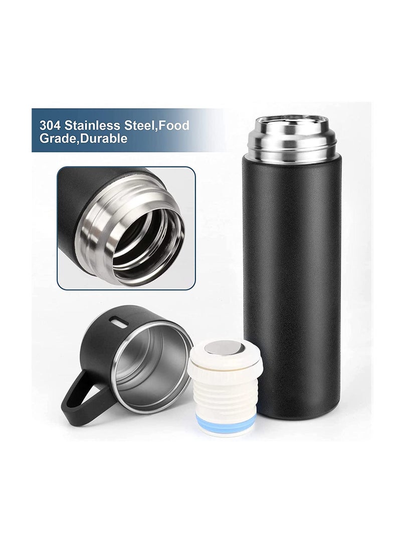 Ntech - NTECH 500Ml Bullet Thermos Bottle Set Double-Layer Stainless Steel Vacuum Flask Travel Water Bottle Business Tea Cup For Coffee Hot drink and Cold drink water Christmas Gift (Black) - Image 1