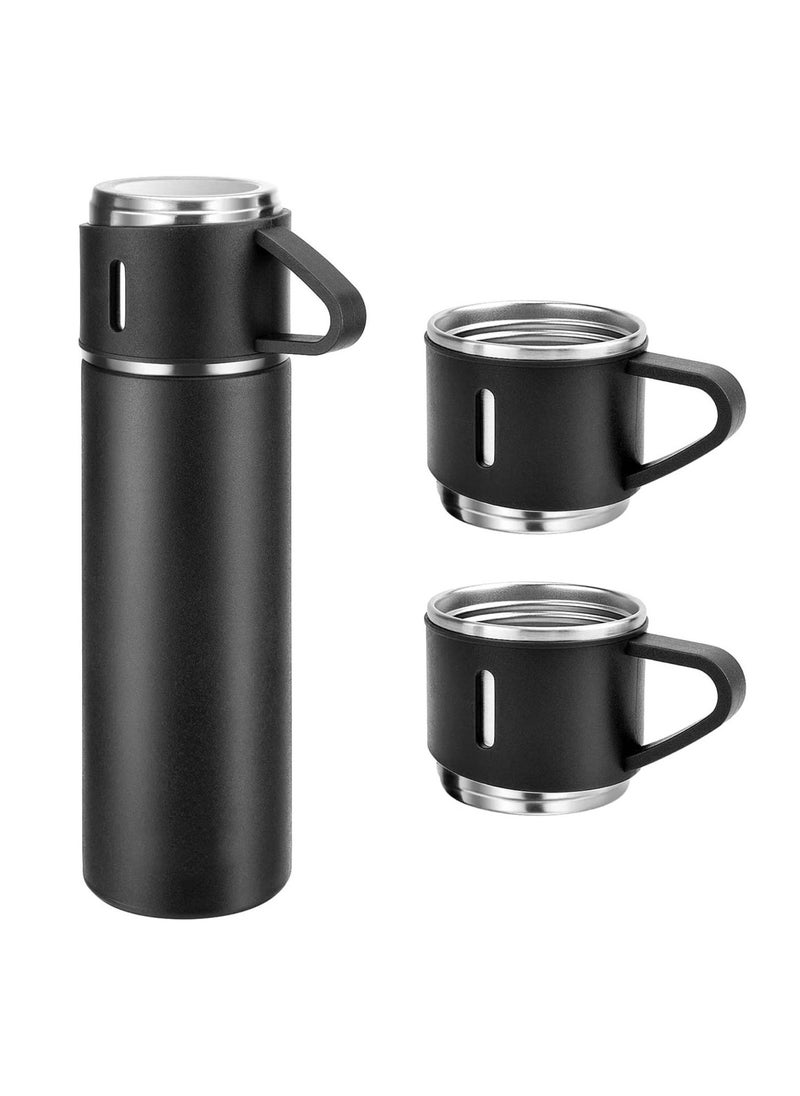 Ntech - NTECH 500Ml Bullet Thermos Bottle Set Double-Layer Stainless Steel Vacuum Flask Travel Water Bottle Business Tea Cup For Coffee Hot drink and Cold drink water Christmas Gift (Black) - Image 1