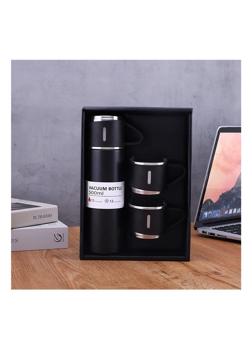 Ntech - NTECH 500Ml Bullet Thermos Bottle Set Double-Layer Stainless Steel Vacuum Flask Travel Water Bottle Business Tea Cup For Coffee Hot drink and Cold drink water Christmas Gift (Black) - Image 1