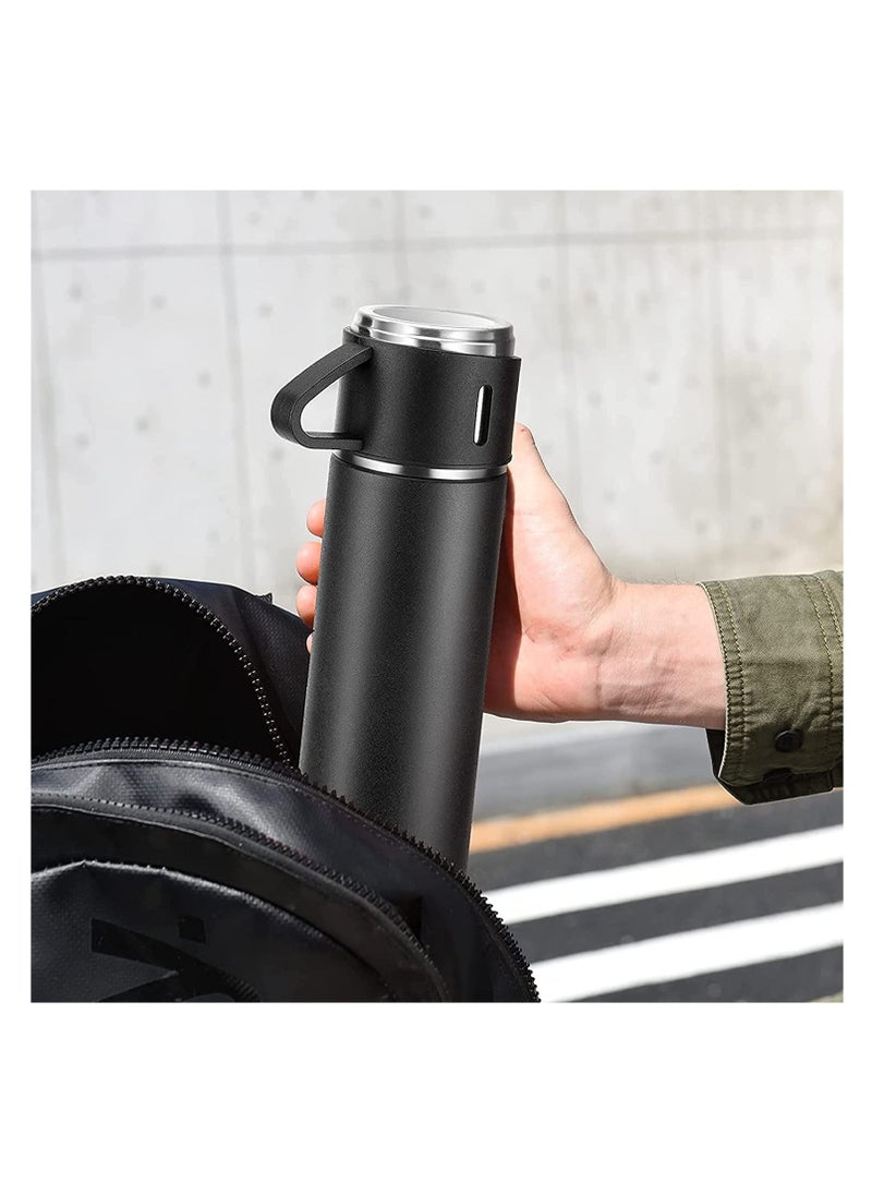 Ntech - NTECH 500Ml Bullet Thermos Bottle Set Double-Layer Stainless Steel Vacuum Flask Travel Water Bottle Business Tea Cup For Coffee Hot drink and Cold drink water Christmas Gift (Black) - Image 1