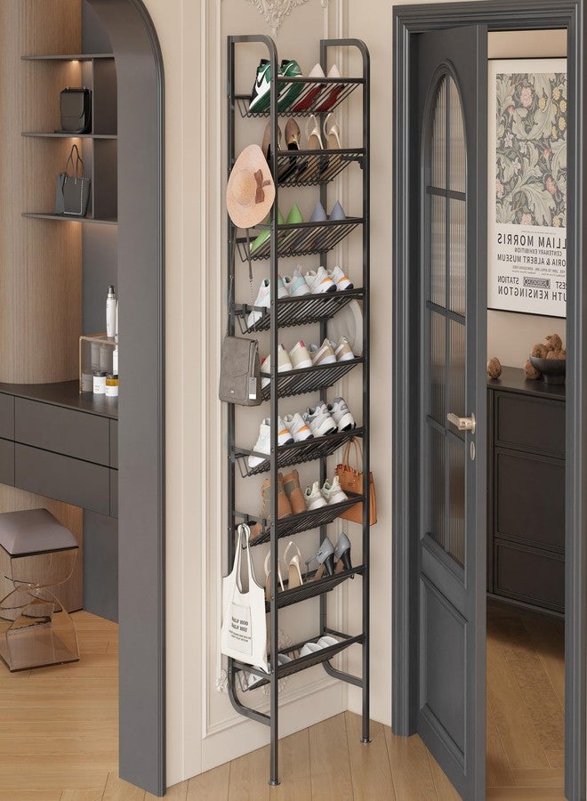 UMDONX 9 Layer Shoe Rack for 18 Pairs Shoes, Freestanding Shoe Organizer with 12 Hooks & 8 Adhesive Pads, Space-Saving Vertical Storage for Entryway and Walk-in Closet - Image 1