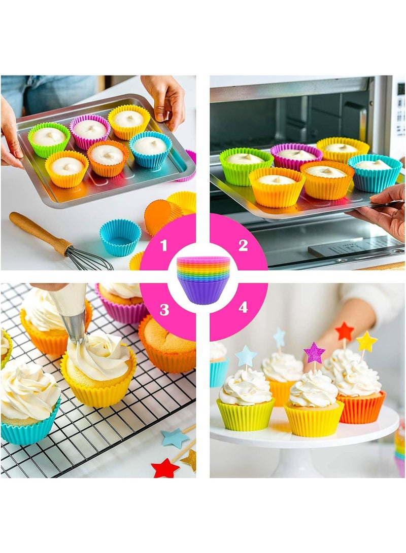 Cupcake Molds, Reusable Silicone Baking Cups, 6 Pcs Silicone Muffin Pans - Image 2