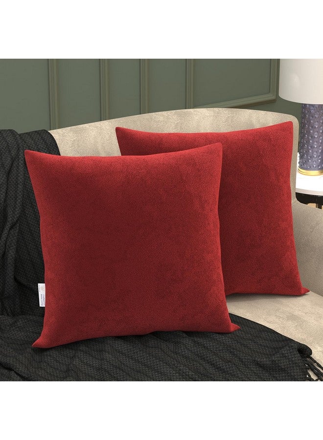 MY ARMOR Velvet Cushion Covers Set of 2-16 x 16 Inches / 40 x 40 Cm, Soft & Luxurious Cushion Cases for Bedroom, Sofa, Chair & Living Room - Maroon - Image 1