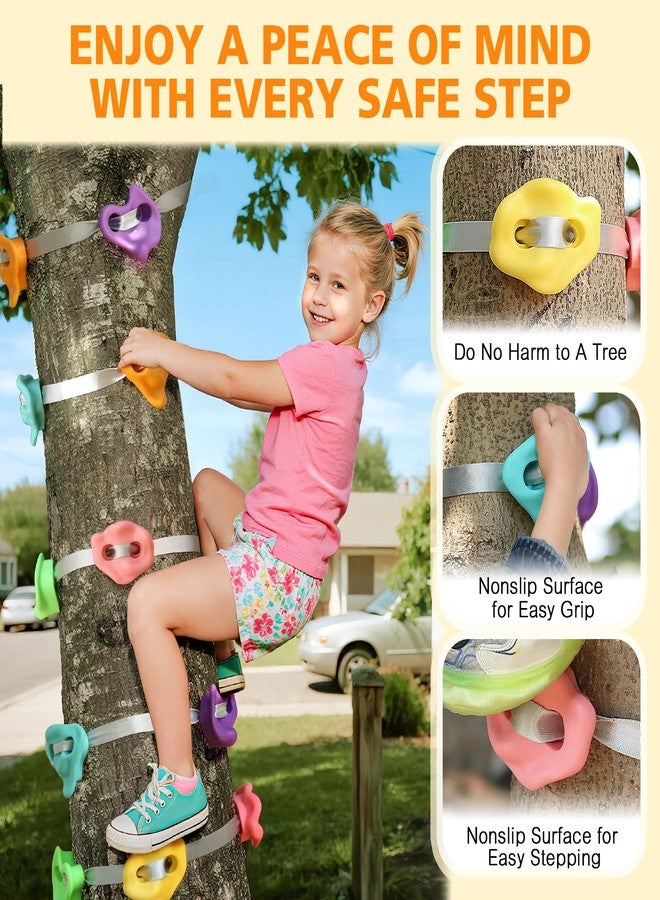 TOPNEW 12 Ninja Tree Climbing Holds for Kids Climber, Tree Climbing Kit with 6 Ratchet Straps for Outdoor Ninja Warrior Obstacle Course Training, Pastel Color - Image 3