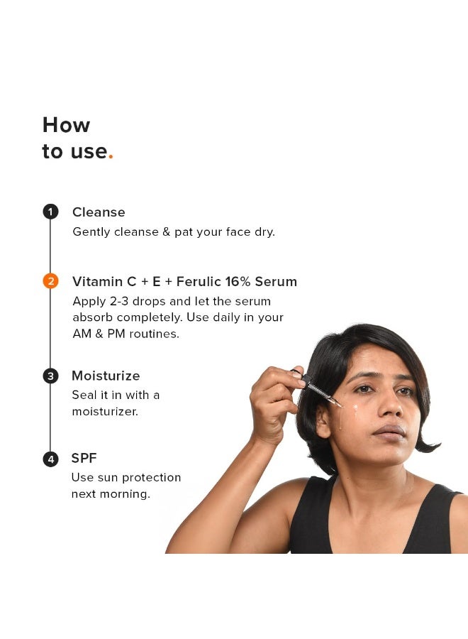 Minimalist Skin Brightening & Uneven Skin Tone Treating Vitamin C 16% Face Serum (Advanced) | Advanced Glowing Formula With Power of Vit C & E, Ferulic Acid & Fullerenes to boost radiance, Protects from Oxidative Stress & Improves Skin Texture| For Women & Men | 20 ml - Image 2