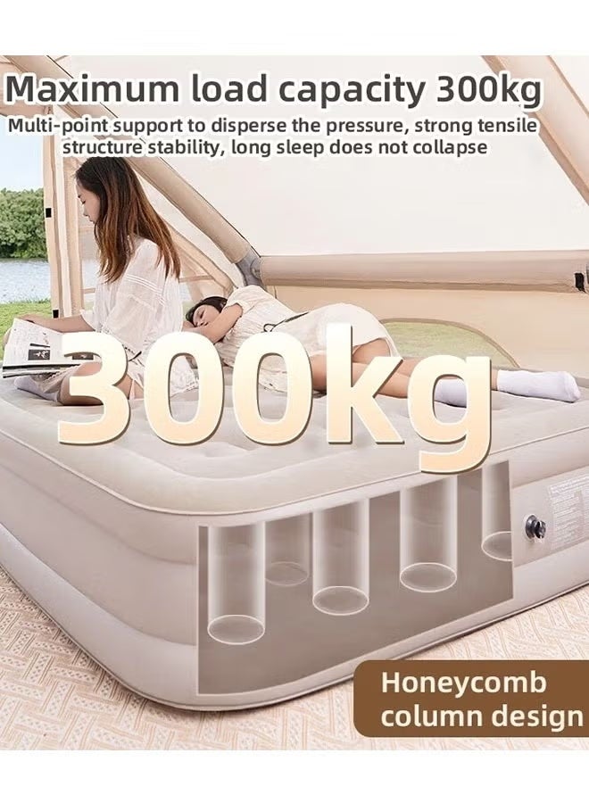 Eworld Portable Inflatable Air Mattress with Built-In Electric Pump – Double Size Water-Resistant Air Bed for Home, Guests, Camping & Travel (198x180x40 cm) - Image 5