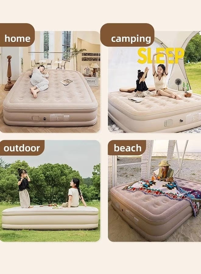 Eworld Portable Inflatable Air Mattress with Built-In Electric Pump – Double Size Water-Resistant Air Bed for Home, Guests, Camping & Travel (198x180x40 cm) - Image 4