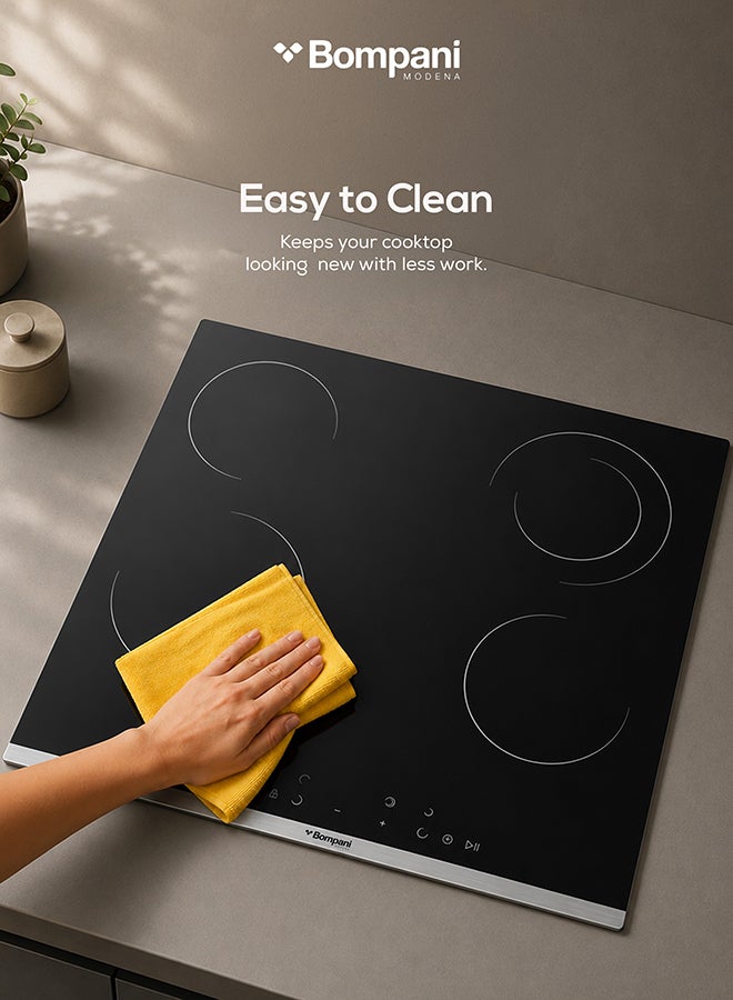 Bompani 60cm Built-In Vitroceramic Hob - Hi-light Electrical Hob, 4 Cooking Zones, 10 Power Levels -  One Year Manufacturer Warranty - BO273TIT Black - Image 5