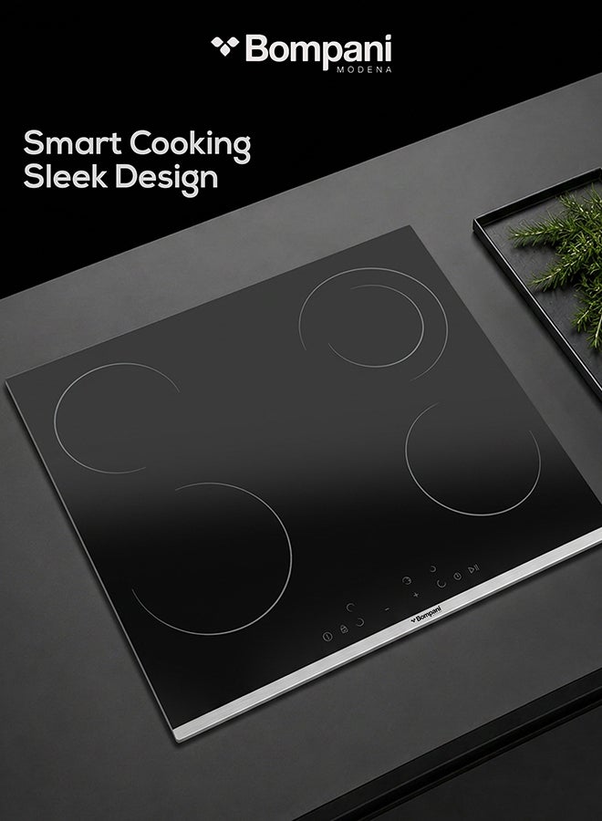 Bompani 60cm Built-In Vitroceramic Hob - Hi-light Electrical Hob, 4 Cooking Zones, 10 Power Levels -  One Year Manufacturer Warranty - BO273TIT Black - Image 1