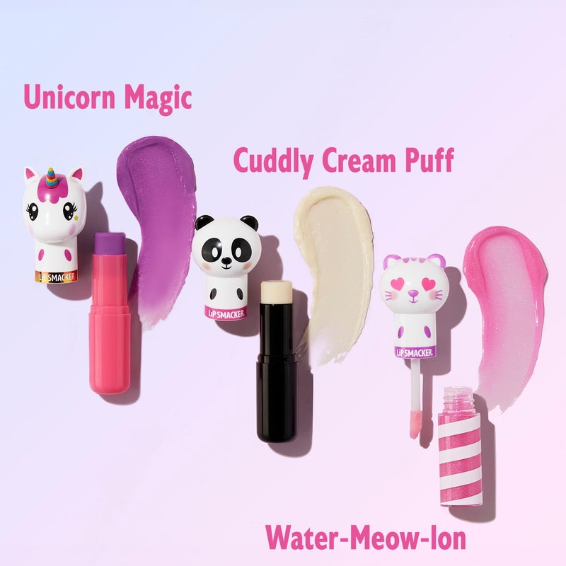 Lip Smacker Lippy Pals, Set of 3 Flavored Moisturizing & Smoothing Soft Shine Lip Balm, Hydrating & Protecting Fun Tasty Flavors ,Cruelty-Free & Vegan - Unicorn, Panda and kitten - Image 2