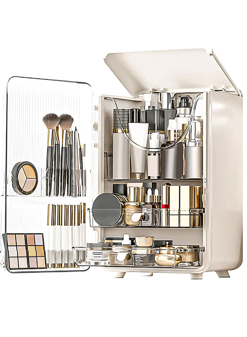 Sharpdo Large Capacity Makeup Organizer for Vanity with Lid,Dustproof Skincare Organizers Cosmetics Storage Rack with Drawers Waterproof Cosmetic Storage Display Case Makeup Box Perfume - Image 1