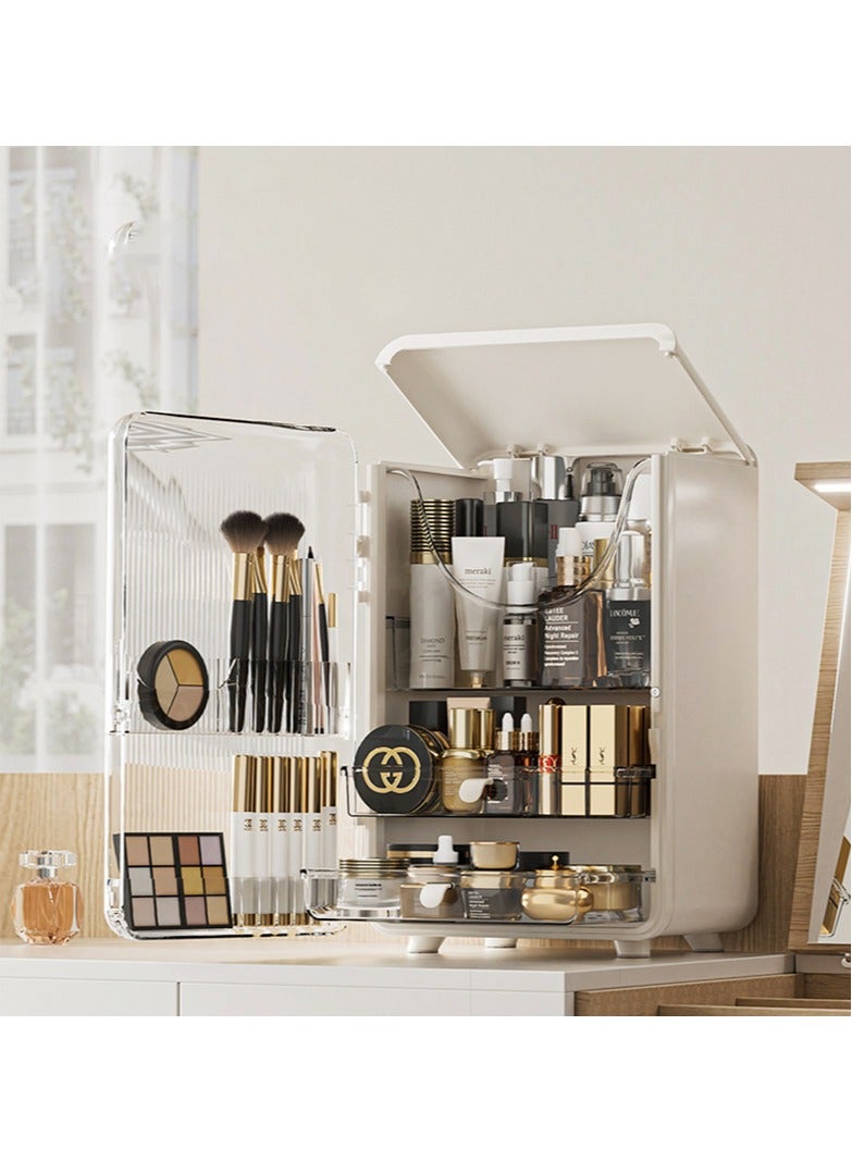 Sharpdo Large Capacity Makeup Organizer for Vanity with Lid,Dustproof Skincare Organizers Cosmetics Storage Rack with Drawers Waterproof Cosmetic Storage Display Case Makeup Box Perfume - Image 5