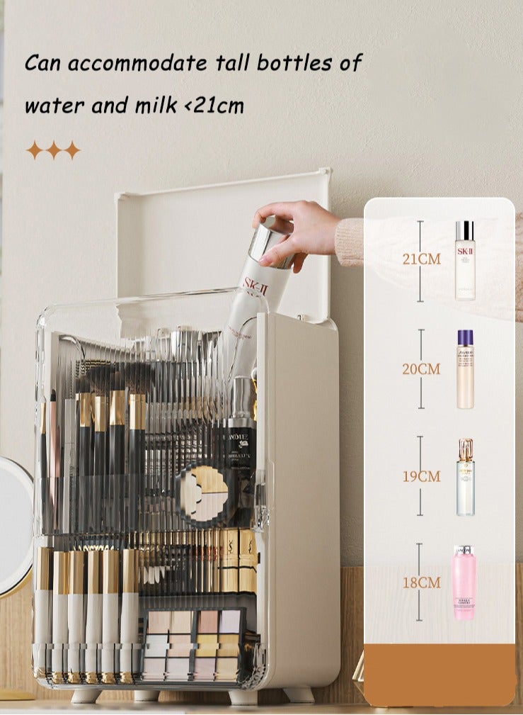 Sharpdo Large Capacity Makeup Organizer for Vanity with Lid,Dustproof Skincare Organizers Cosmetics Storage Rack with Drawers Waterproof Cosmetic Storage Display Case Makeup Box Perfume - Image 3