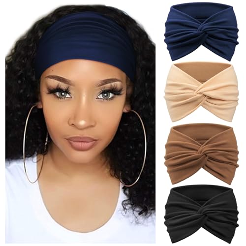 AQOKKA Extra Wide Headbands for Women Large Turban Headband Non Slip Boho Elastic Hairband Hair Twisted Knot Head Bands Accessories - Image 1