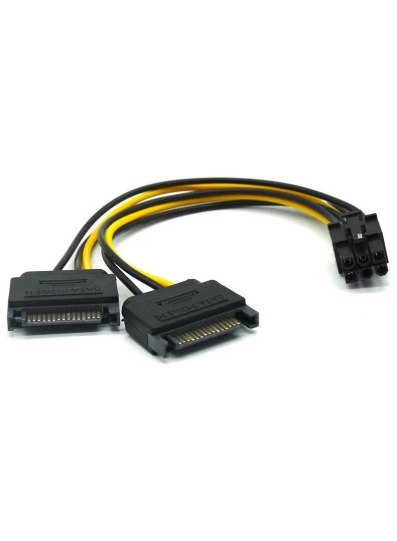 SOLDOUT SATA to 6 Pin PCI-E PCI Express Power Cable PSU Power Graphics Converter Adapter Video Card Cable Cord (Dual 15 Pin SATA To 6 Pin PCI-E) - Image 1
