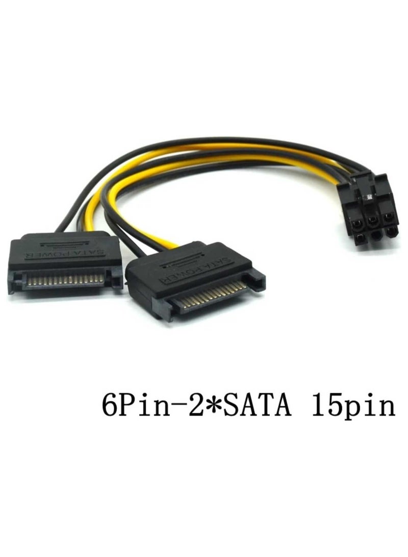 SOLDOUT SATA to 6 Pin PCI-E PCI Express Power Cable PSU Power Graphics Converter Adapter Video Card Cable Cord (Dual 15 Pin SATA To 6 Pin PCI-E) - Image 2
