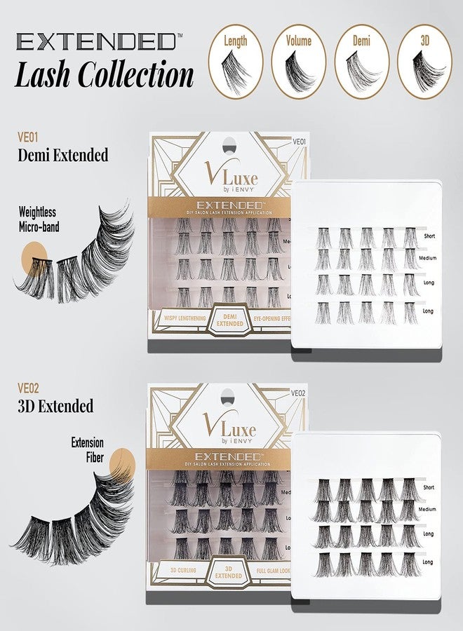 i.Envy i•ENVY DIY Eyelash Extension Demi Extended & 3D Extended 2 PACK - Featherlight Synthetic Reusable Artificial Eyelashes Multipack Lash Clusters - Image 2