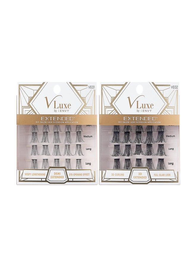 i.Envy i•ENVY DIY Eyelash Extension Demi Extended & 3D Extended 2 PACK - Featherlight Synthetic Reusable Artificial Eyelashes Multipack Lash Clusters - Image 1