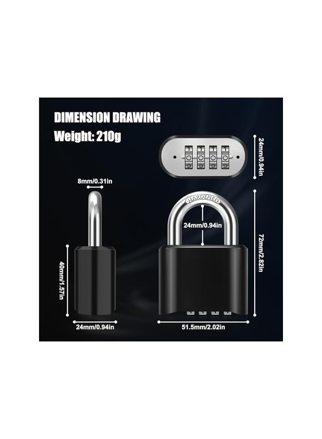 PROMASS PROMASS Outdoor Combination Padlock, Weatherproof Resettable Combination Padlock for Sheds Fence, Locker, Home, School, Garage, Garden, Gate Hasps  - Image 2