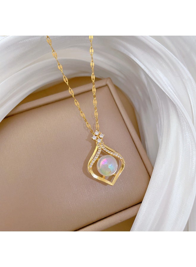 إينوشا قلادة تعليق عصرية للسيدات مزينة بالراينستونز واللؤلؤ - هدية مثالية لعيد الأم، اليوم الوردي والمناسبات الخاصة - Image 1