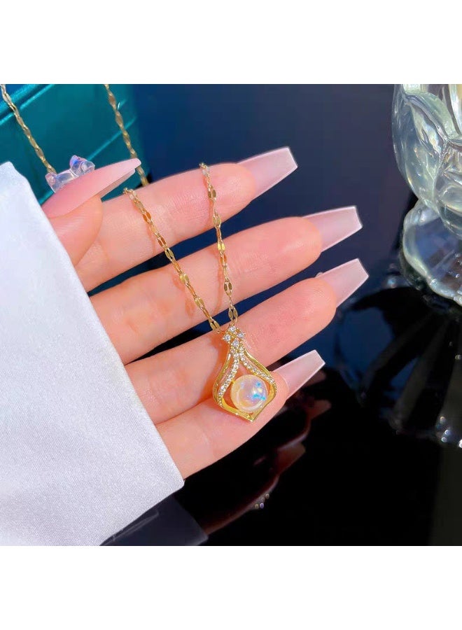 إينوشا قلادة تعليق عصرية للسيدات مزينة بالراينستونز واللؤلؤ - هدية مثالية لعيد الأم، اليوم الوردي والمناسبات الخاصة - Image 4