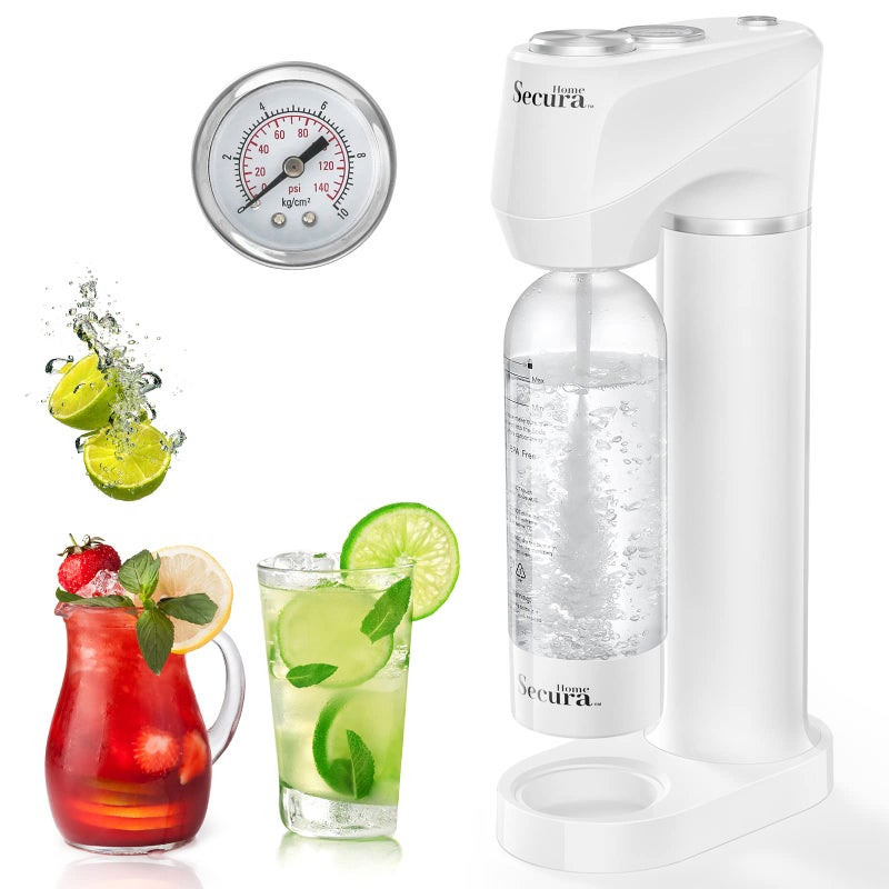 Secura Home Secura Home Sparkling Water Machine  Exclusive Pressure Gauge Tech  Quick  Customize Carbonation for Any Drink with BPA Free PET Bottle Compatible 60L CO2 Exchange Cylinder NOT Included 
