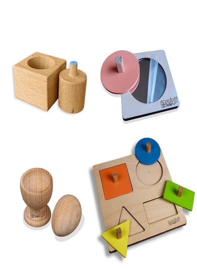 Brainytots Montessori Puzzle Set for Babies 6+ Months | Egg & Cup, Cylindrical Pincer, Circle Shape & 4 Shapes Puzzles | Fine Motor, Cognitive Skills & Early Learning | Safe, Durable Baby Toys - Image 1