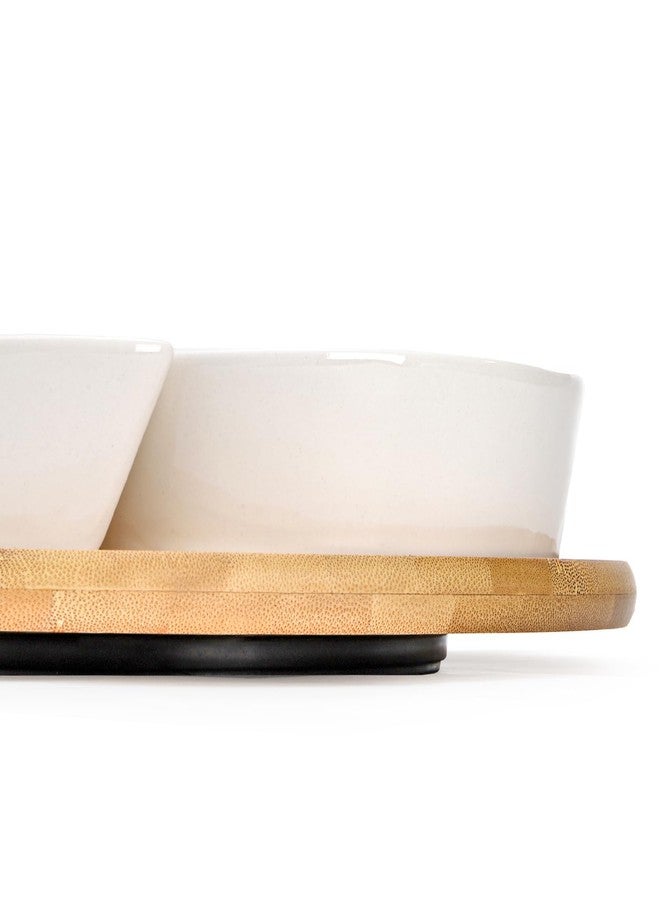 Cididu Ceramic Serving Tray Platters Lazy Susan, Rotating Divided Serving Set with 6 Removable Compartment, 11'' Appetizer Relish Dish, Snack Bowl Set for Christmas, Thanksgiving, Party, Kitchen - Image 4
