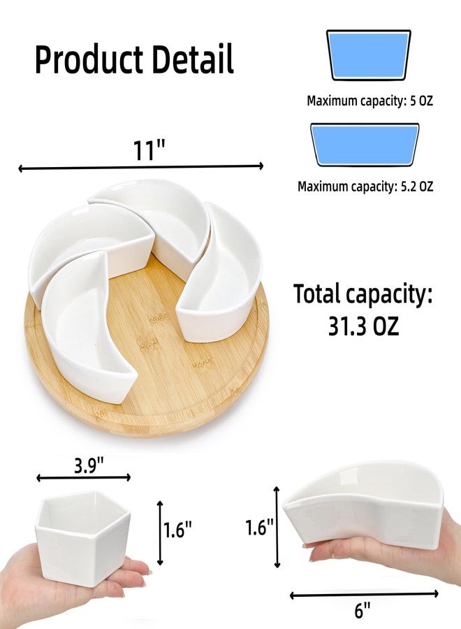 Cididu Ceramic Serving Tray Platters Lazy Susan, Rotating Divided Serving Set with 6 Removable Compartment, 11'' Appetizer Relish Dish, Snack Bowl Set for Christmas, Thanksgiving, Party, Kitchen - Image 2