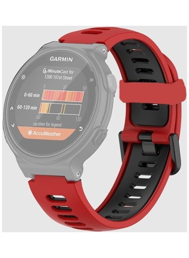 NIBEMINENT Silicone Replacement Strap Watchband For Garmin Forerunner 735 / 235 Red/Black - Image 1