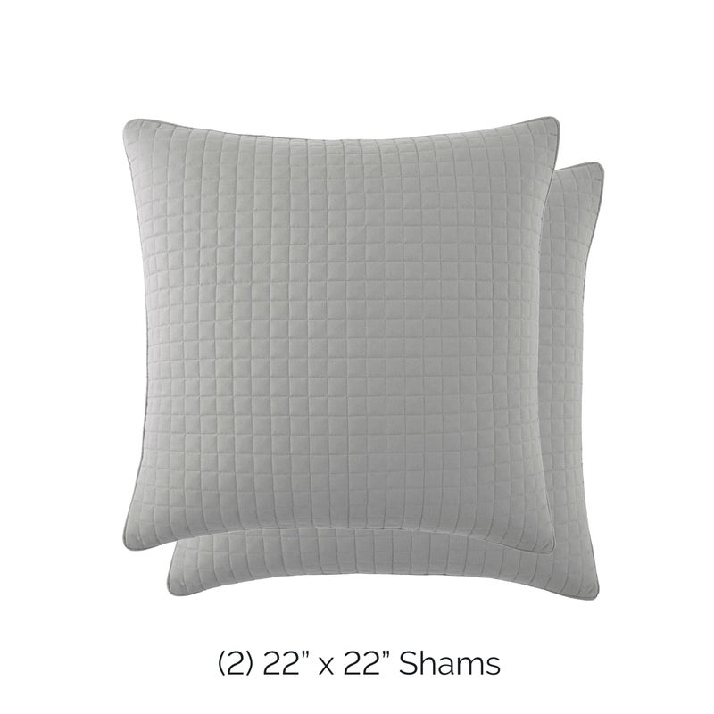 Southshore Fine Livi Southshore Fine Linens - VILANO Springs - Pair of Quilted Pillow Sham Covers (No Inserts)  22"" x 22""  Steel Grey  - Image 2