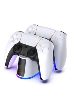 ARNOTEC محطة شحن لوحدة تحكم PS5 بإضاءة RGB، قاعدة شحن سريعة من Yakiter لوحدة تحكم PlayStation 5، مؤشر LED، تصميم قابل للنقر، حماية ذكية آمنة لوحدة تحكم PS5  - Image 1