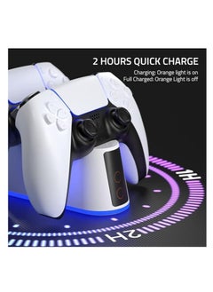 ARNOTEC محطة شحن لوحدة تحكم PS5 بإضاءة RGB، قاعدة شحن سريعة من Yakiter لوحدة تحكم PlayStation 5، مؤشر LED، تصميم قابل للنقر، حماية ذكية آمنة لوحدة تحكم PS5  - Image 2